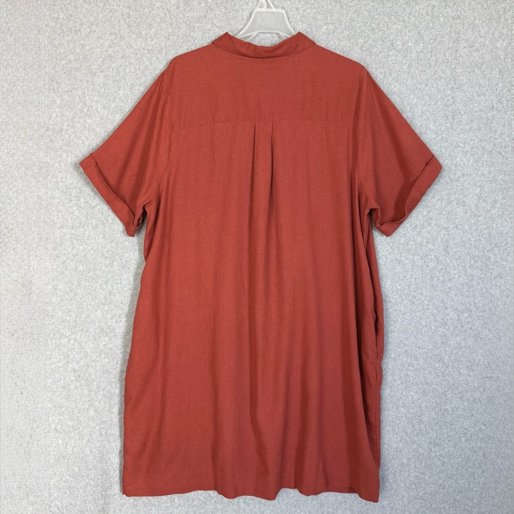 Old Navy Shirt Dress XL Tall Orange Linen Blend Button Up Beachy Boho READ - Picture 8 of 16